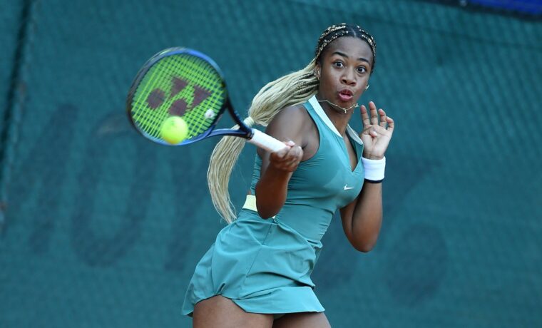 Tyra Grant durante il match a Wimbledon