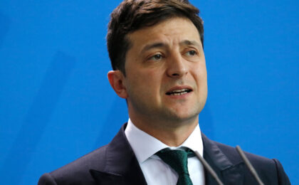 Volodymyr Zelensky durante un discorso ufficiale