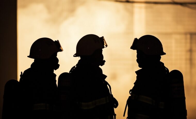 Colonna di fumo nero si alza da un condominio in fiamme