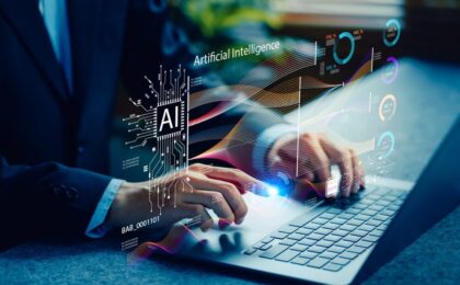 Lavoratori in ufficio con intelligenza artificiale