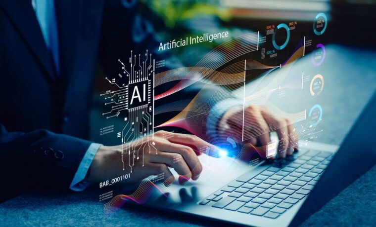 Lavoratori in ufficio con intelligenza artificiale