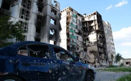 Immagine di distruzione a Kiev dopo i raid russi